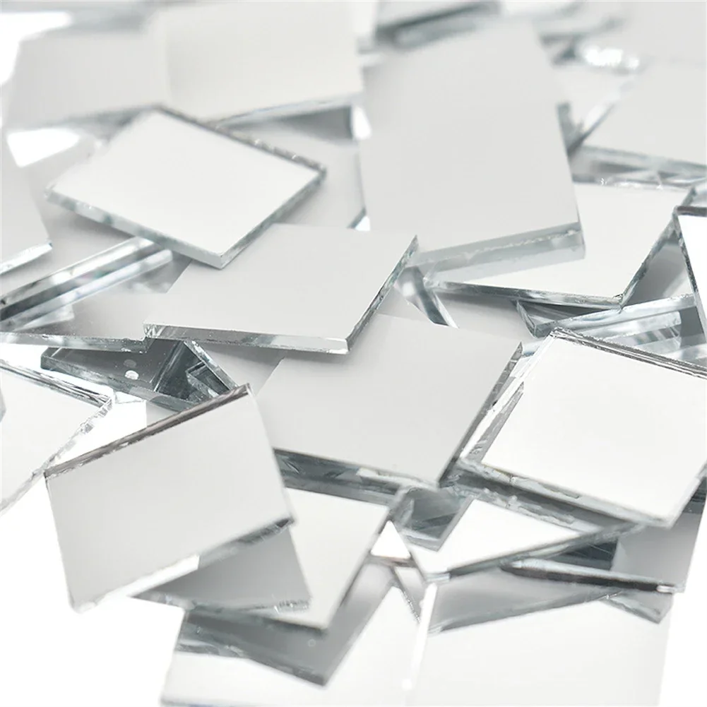 100PCS Mirror Glass Mosaic Small Square Tiles Mini Self-Adhesive Sticker For Wall Bathroom DIY Home Decoration Crafts