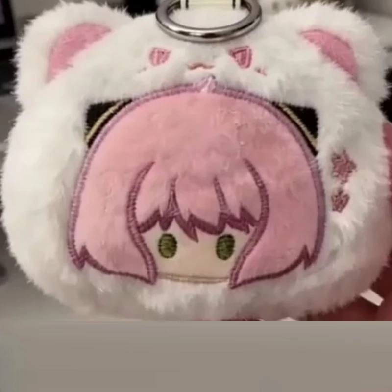 Pink Hair Girl Cat Costume Plush Keychain Soft Stuffed Figure Kawaii Fluffy Doll Pendant Bag Decoration Gift for Girls Friend