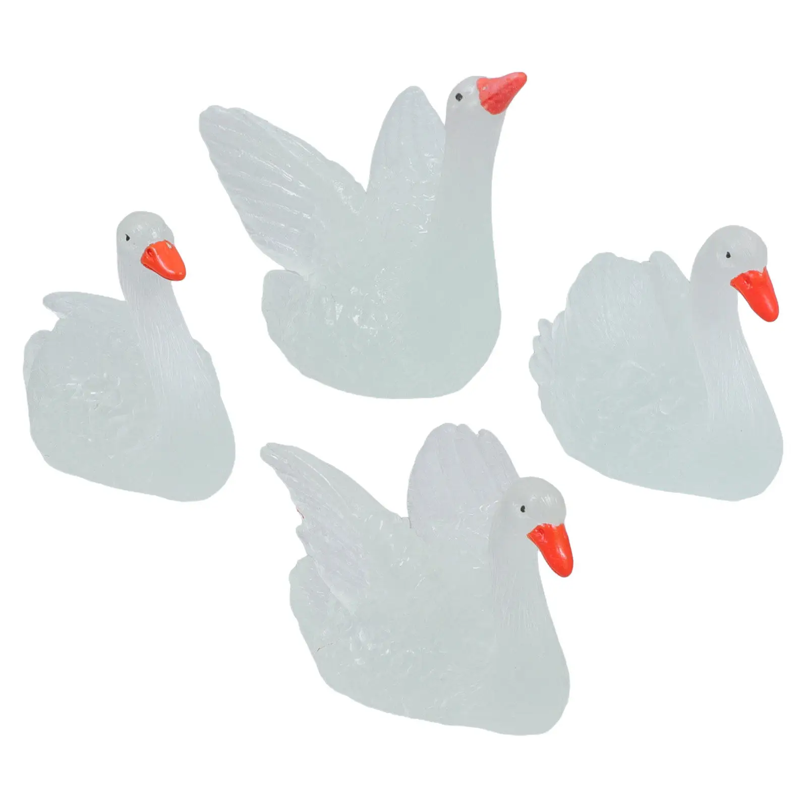 

8Pcs Glow-in-The- Decorations Resin Mini Swan Statues for Fairy Garden Micro Landscape Desktop Party Favors Home Decor