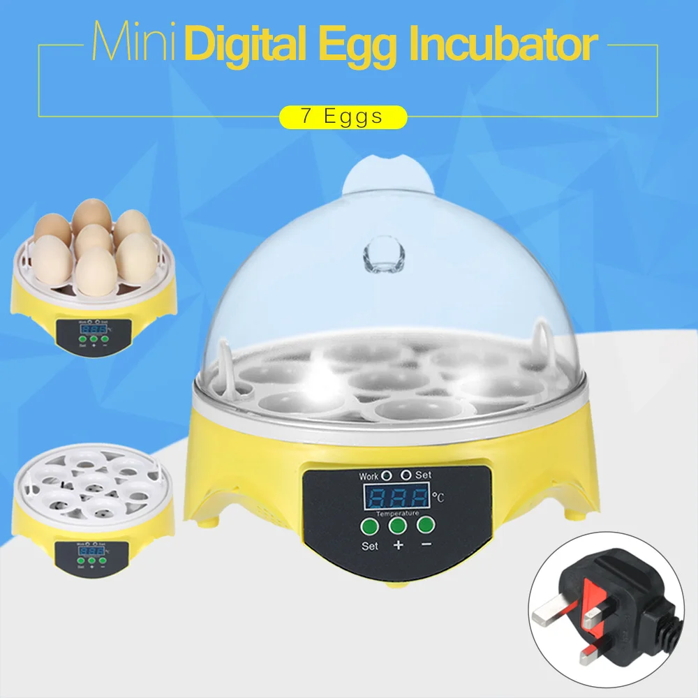 7 Eggs Mini Digital Egg Incubator Hatcher Transparent Eggs Hatching Machine Auto Temperature Control for Chicken Duck Bird Eggs