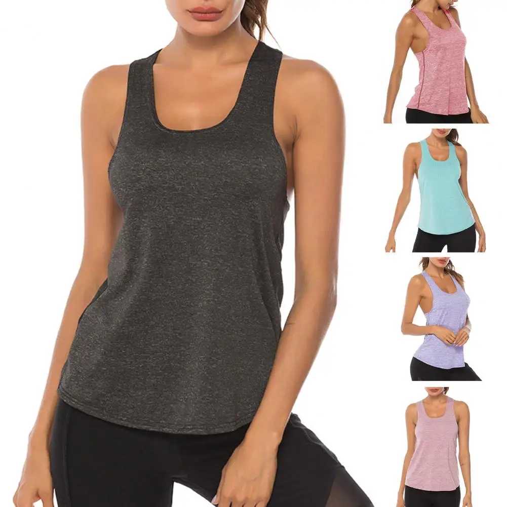 Workout Tank Top Women Athletic Sports Tank Seamless Streetwear Elastic Polyester Sleeveless Yoga Vest Tee Stretchy Gym Tight