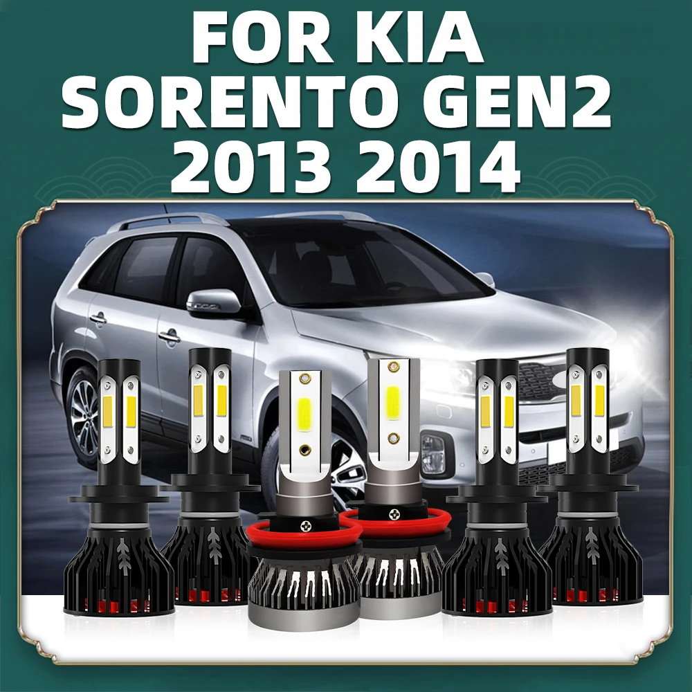 

LED Headlight Plug-N-Play 4-Sides Headlamp Bulbs 20000LM High Low Beam H7 + Fog Lamp H8 Combo Kit For Kia Sorento Gen2 2013 2014