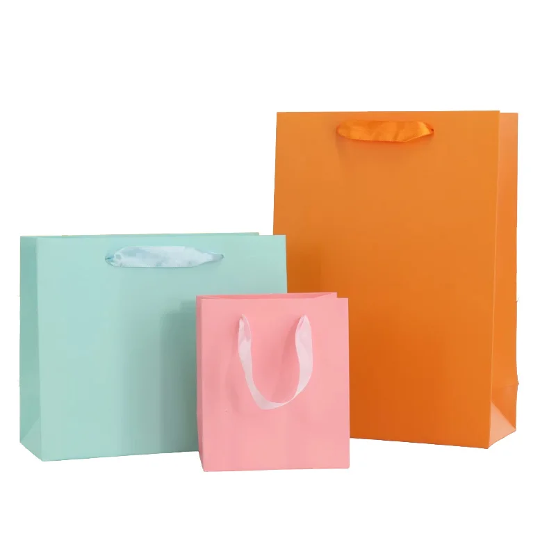 Plain Paper Bags, Horizontal, Vertical Size in Different Sizes, Customization Available, Commercial, Wedding, Daily, 10Pcs