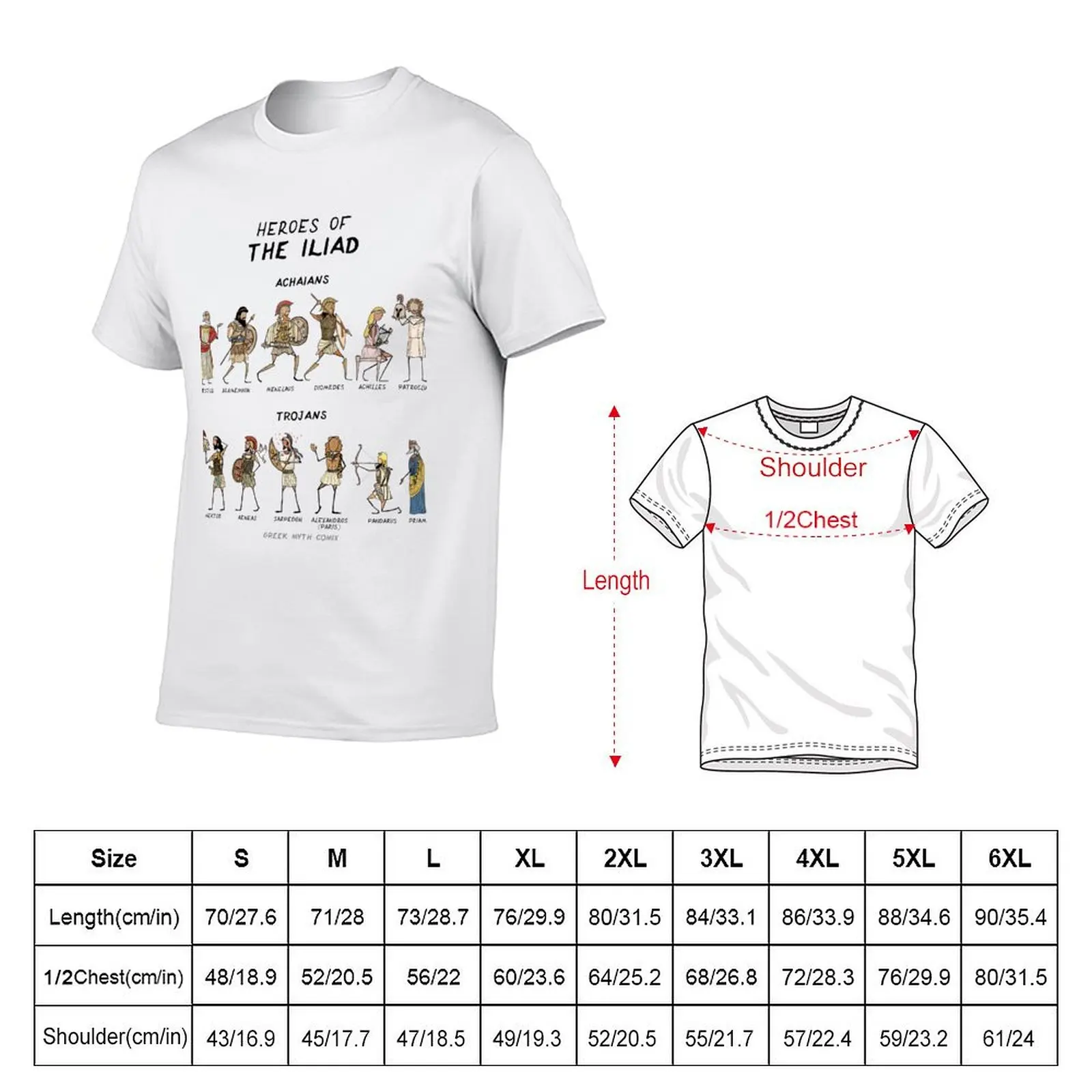 Heroes of the Iliad - Greek Myth Comix T-Shirt man t shirt graphic t shirt man cotton man t shirts cotton T-shirt