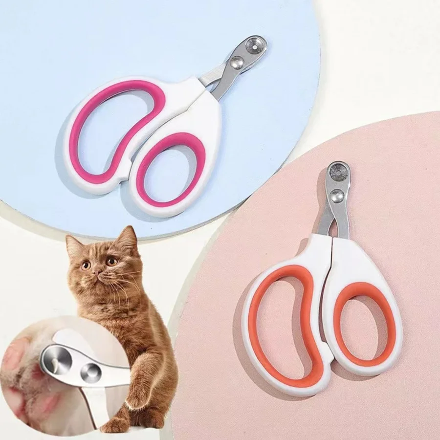 Cortaúñas para mascotas en rosa/azul/naranja con función de corte ciego para proteger los vasos sanguíneos y el cuidado de la belleza para perros pequeños/gatos, 1 unidad