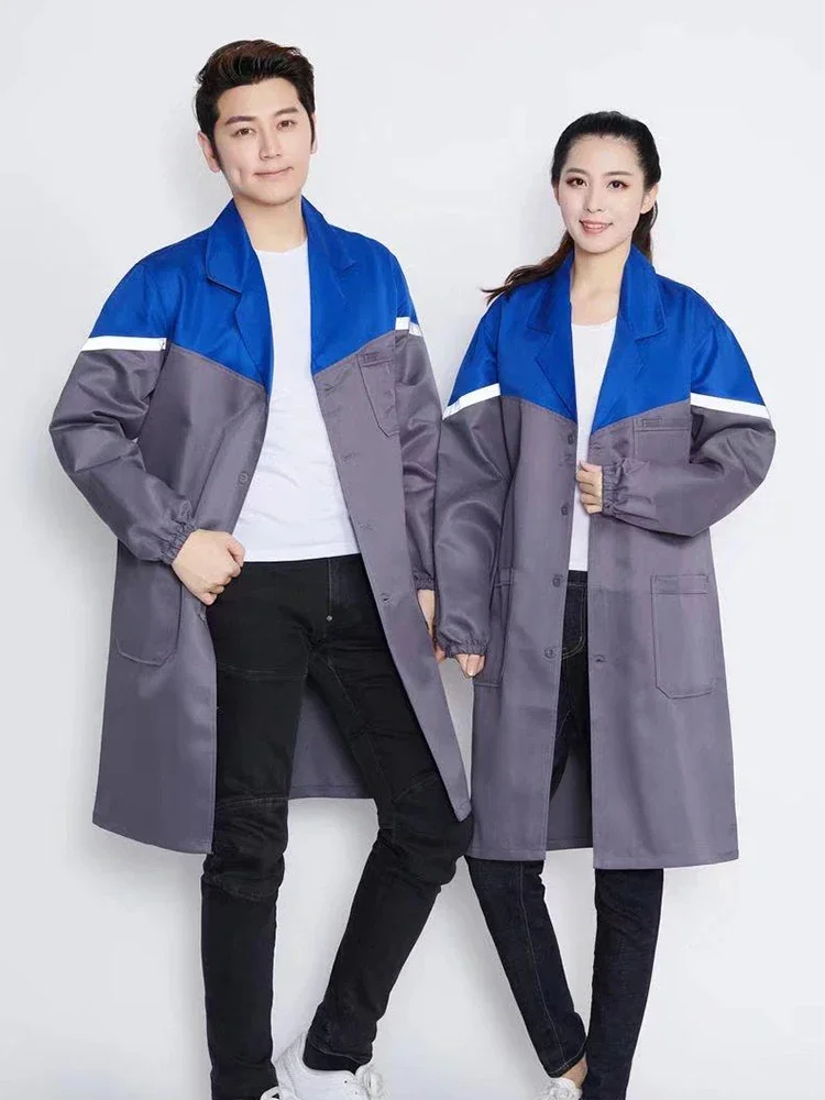 

Двухцветный рабочий комбинезон с длинными рукавами унисекс, пылезащитный, для склада и мастерской, износостойкий комбинезон