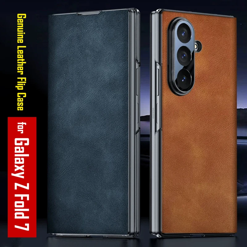 

Флип-чехол из натуральной кожи для Samsung Galaxy Z Fold 7, чехол для Samsung Galaxy Z Fold7, ультратонкий модный кожаный флип-чехол