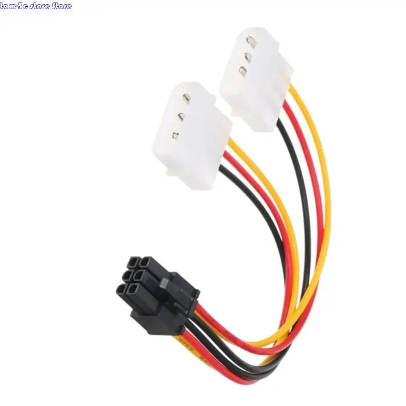 D0UA Power Power Cable IDE Double от 4PIN до 6PIN разъемов для замены видеокарты PCIE для аксессуаров для видеокарты