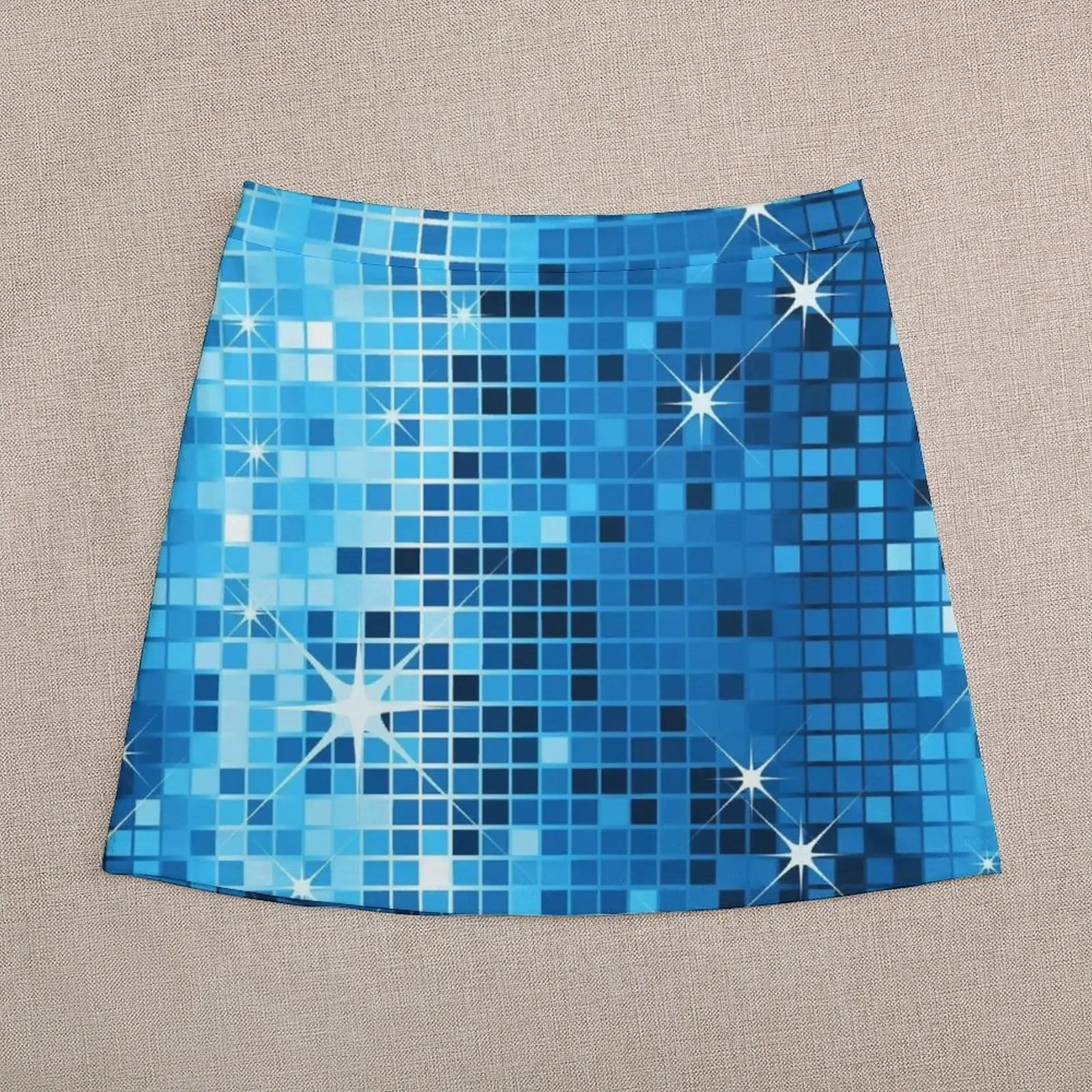 Image of a Blue Tones Disco Glitter Print Mini Skirt kpop Skort for women Female skirt Korean skirts