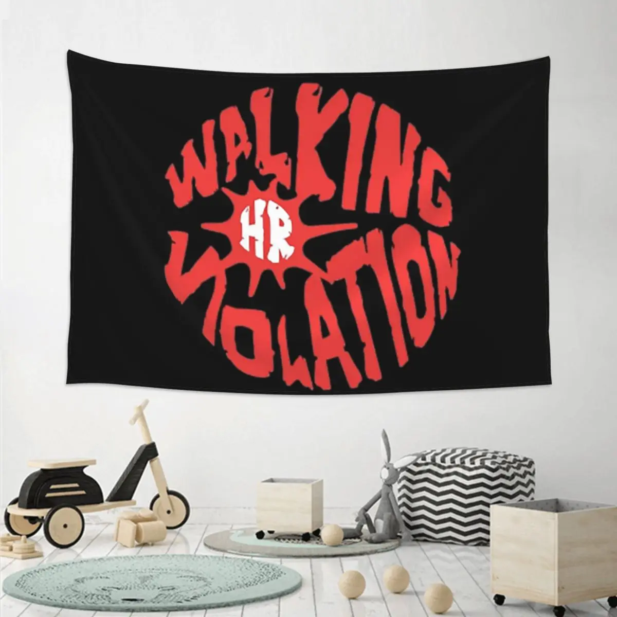 Walking HR Violation Tapestry Funny Wall Hanging Aesthetic Home Decor Tapestries for Living Room Bedroom Dorm Room