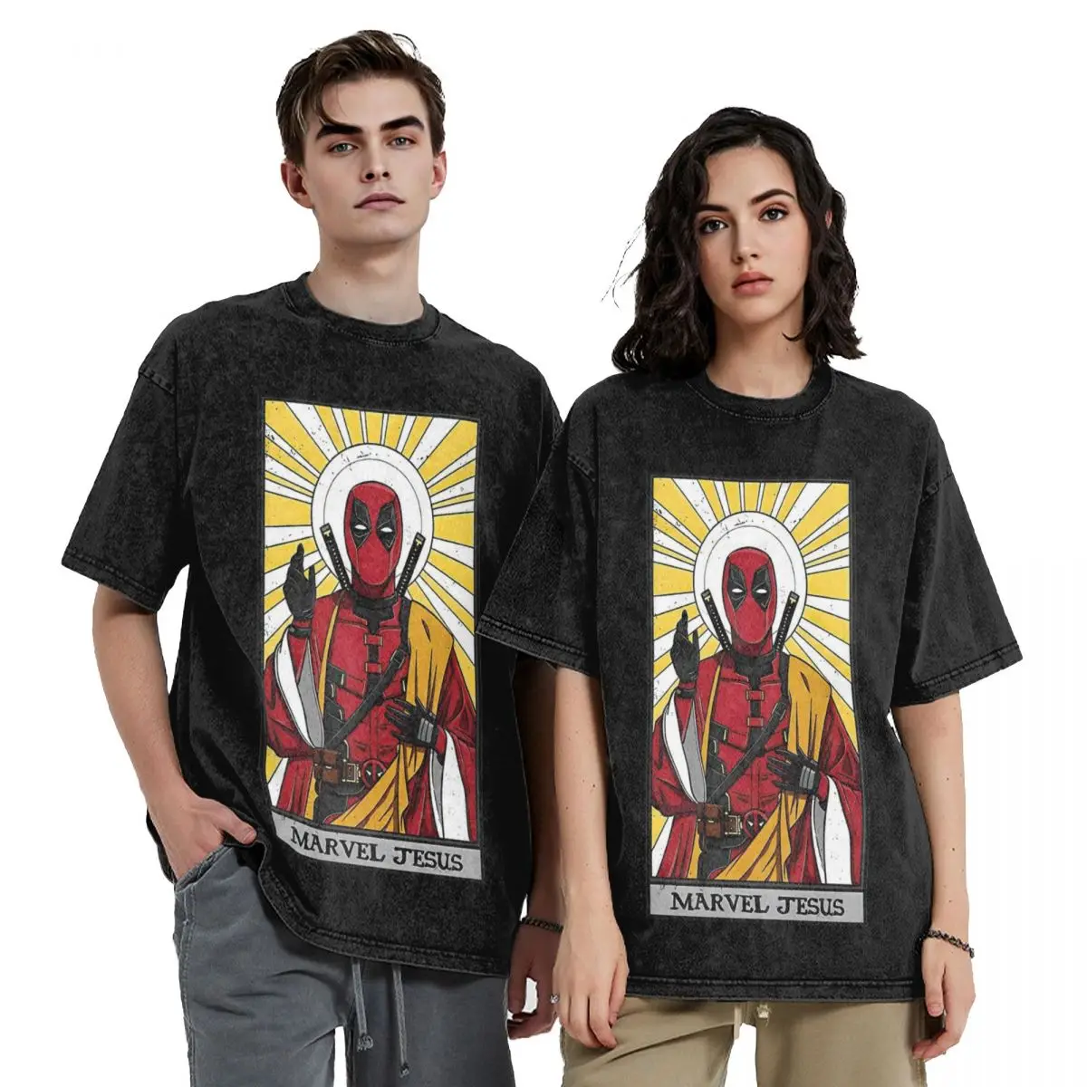 Vintage Funny Jesus Deadpool Cool D&W T Shirt Apparel Tee Shirt Men Women 100% Cotton T-shirts