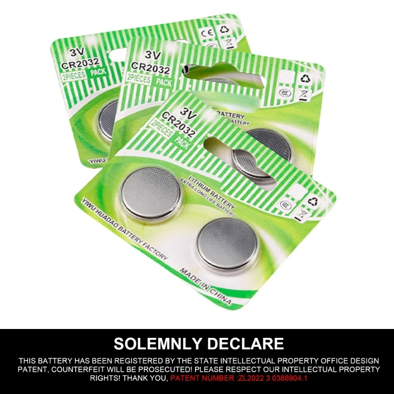 Литиевые батарейки CR2032 3 В для автомобильных ключей и игрушек Батарейки CR2032
