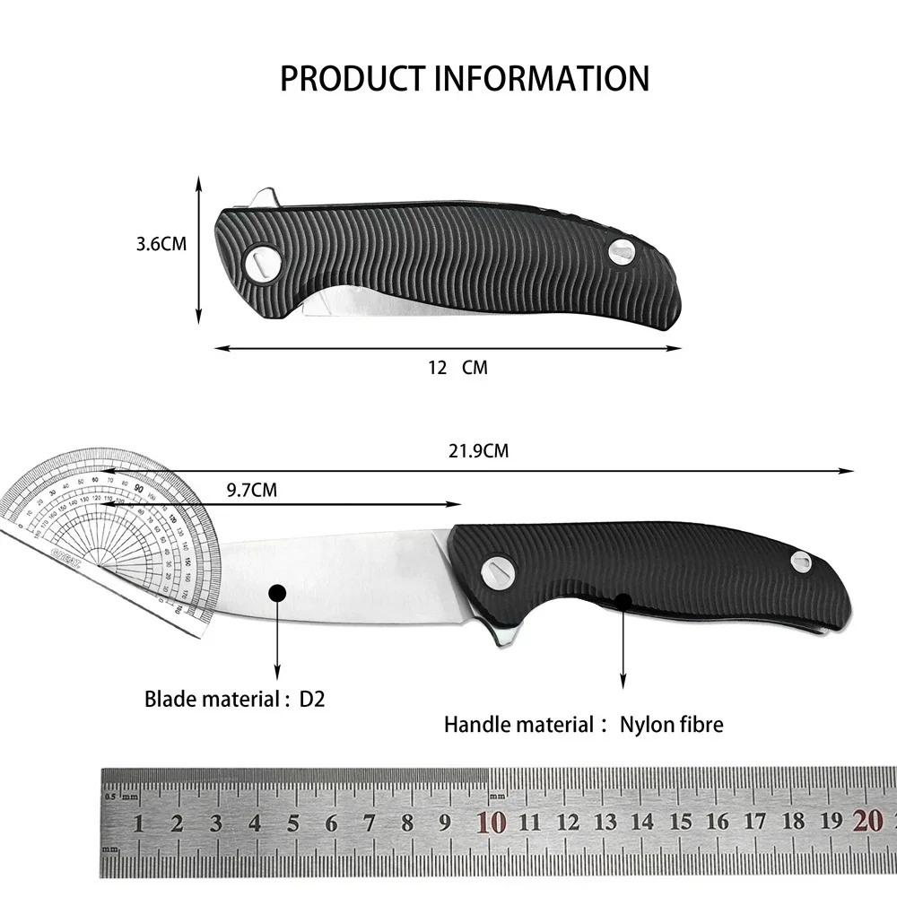 Russian Ball Bearing Flipper Assisted Pocket Folding Knife D2 Blade Nylon Fiber Handle Outdoor Tactical Knives Hunting EDC Tool