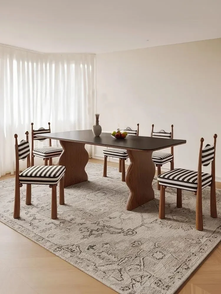 

X188Каменная тарелка Обеденный стол из массива дерева ясеня Французская ретро мебель из орехового дерева Бытовая маленькая квартира