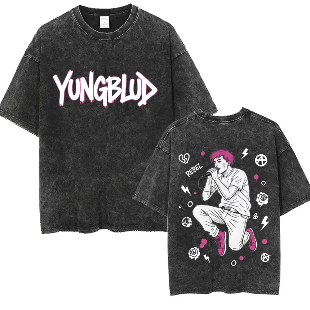 

Washed Vintage Rocker Yungblud Graphic T-shirt Men Women Retro Rock Gothic Short Sleeve T Shirts Men's Casual Oversized T-shirts