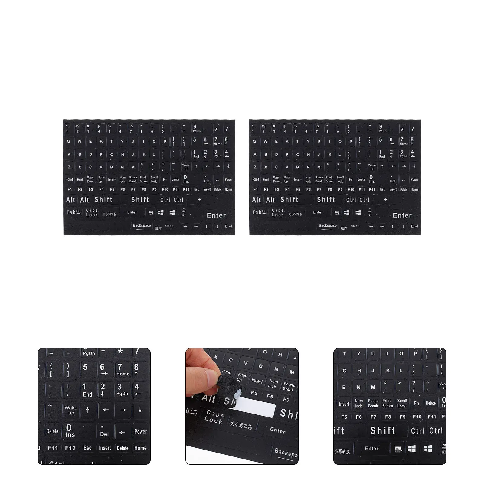 

2 Sheets English Keyboard Stickers for Laptop Computer Letter Replacement Decals Typing
