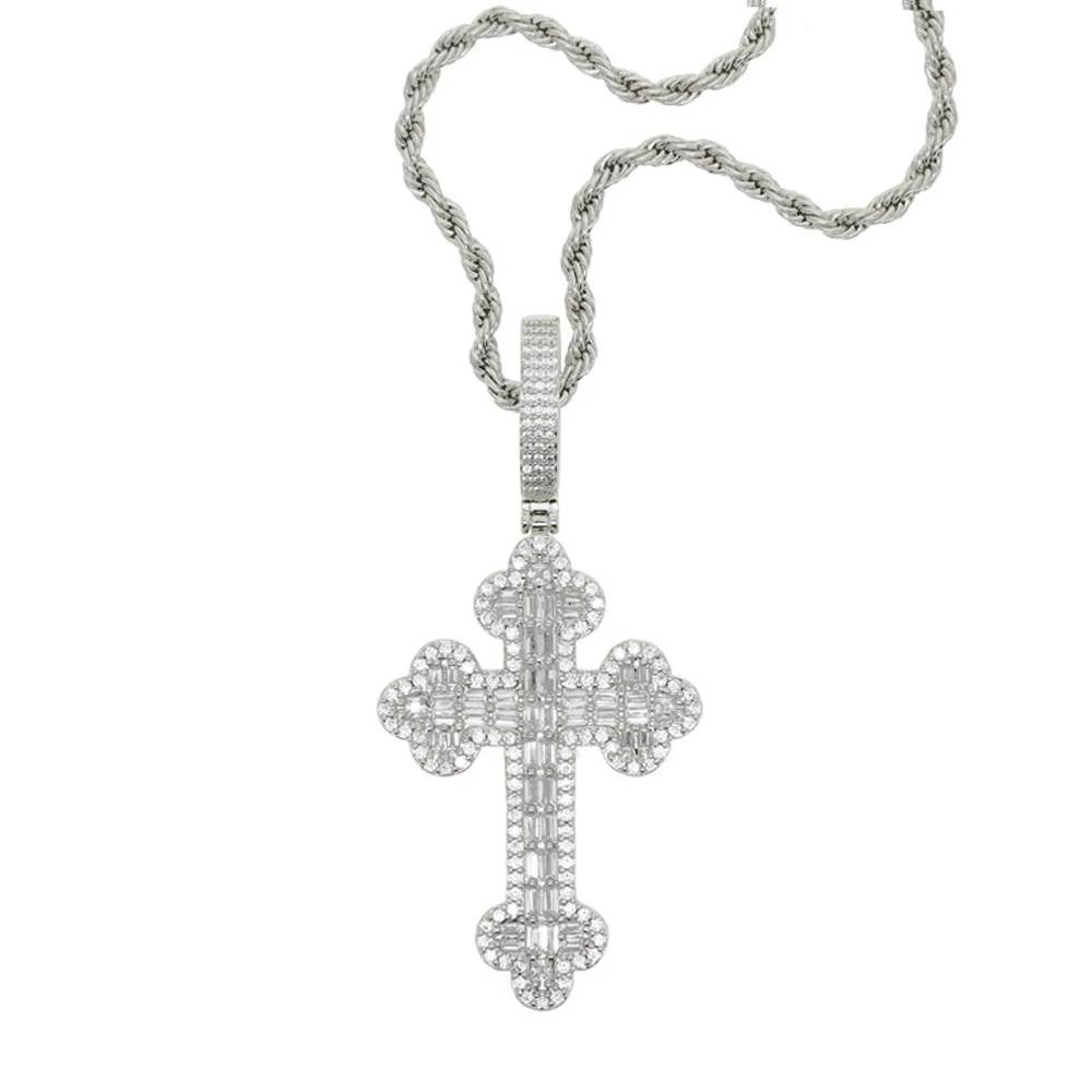 2025 New Hiphop Cz Cross Pendant Fashion Jewelry Full Paved 5A Geometry Cubic Zircon Iced Out Men Boy Cool Necklace Gifts