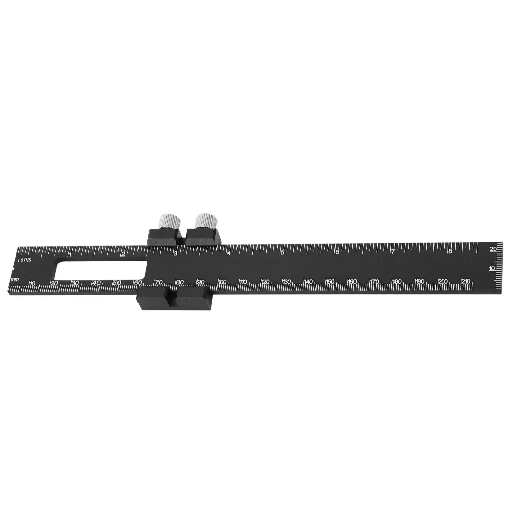 Aluminum Alloy T Square Woodworking Ruler Slide Stop Inch Metric Scale Adjustable Slide Stop Ruler Dual Scale