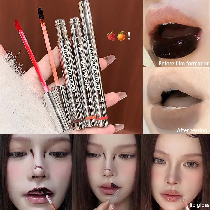 Plumping Peel Off Lip Tint Long Lasting Waterproof Lip Gloss Fuller Lips Contour Lipliner Matte Brown Lip Stain Makeup for Women