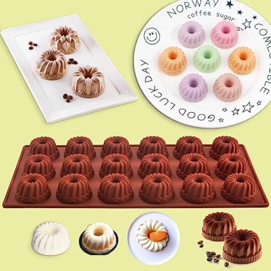 قالب خبز من السيليكون لقوالب حلوى موس شوكولاتة جيلي بودنغ الجمل 18 تجاويف مجموعة من 3