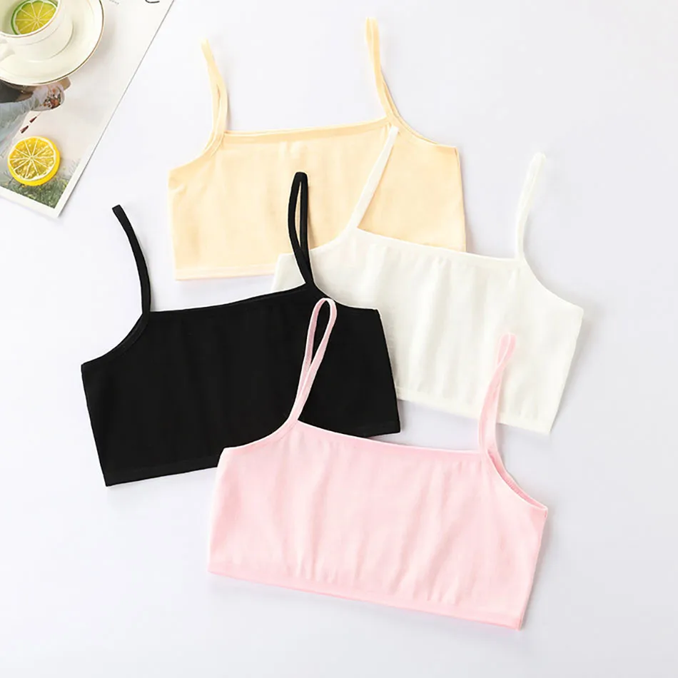 Developing Girls Training Bra Thin Single Layer Strapless Vest Korean Version Solid Color Sports Wirefree Teen Puberty Underwear