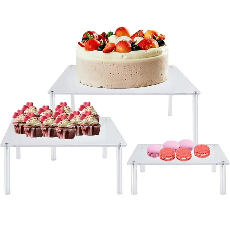 Acrylic Cake Display Stand 3 Pcs Square Cake Display Stand Cupcake Stand Acrylic Cake Display Stand For Birthday Party Christmas