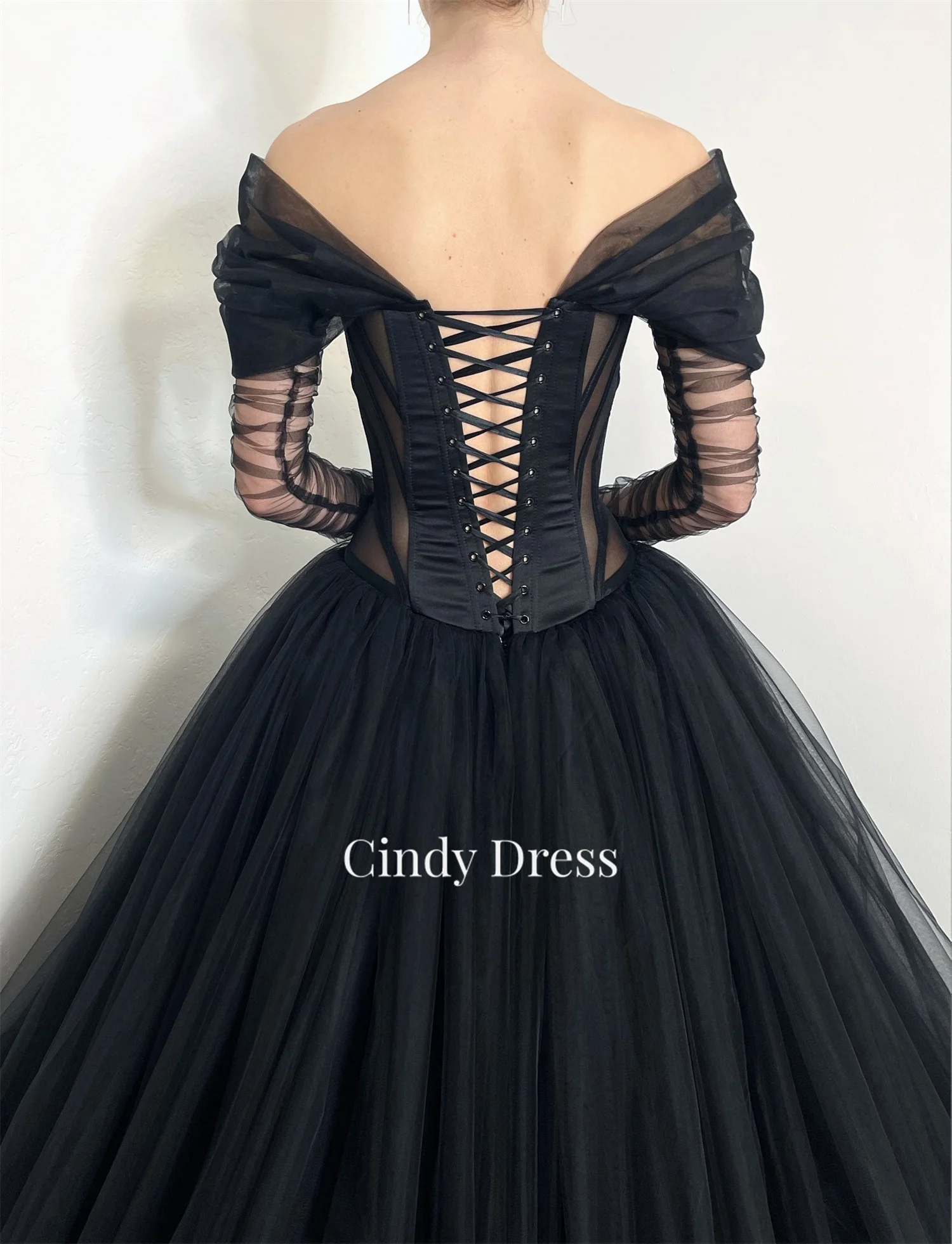 Gothic Wedding Dress Party Dresses Hollow Gala Evening Elegant Luxury Celebrity Black Prom Sweetheart Women Customized Mesh Long