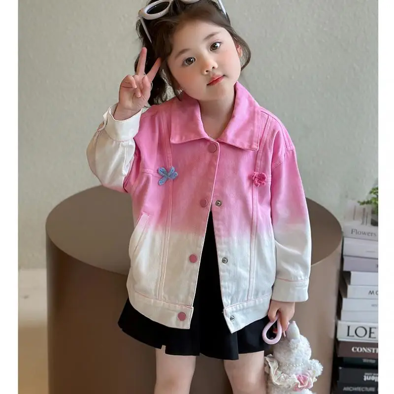 Sanrio Girl Denim Jacket My Melody Kawaii Anime Fashion Spring and Autumn Student Lapel Casual Tops Coat Children Clothing New