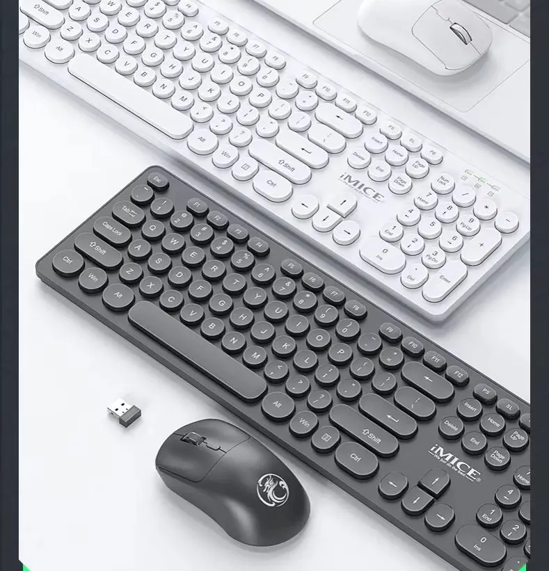 2.4G Office Stylish Wireless Keyboard And Mouse Combo Slient Click Ergonomic Design Slim Keyboard Set For PC Computer Laptop