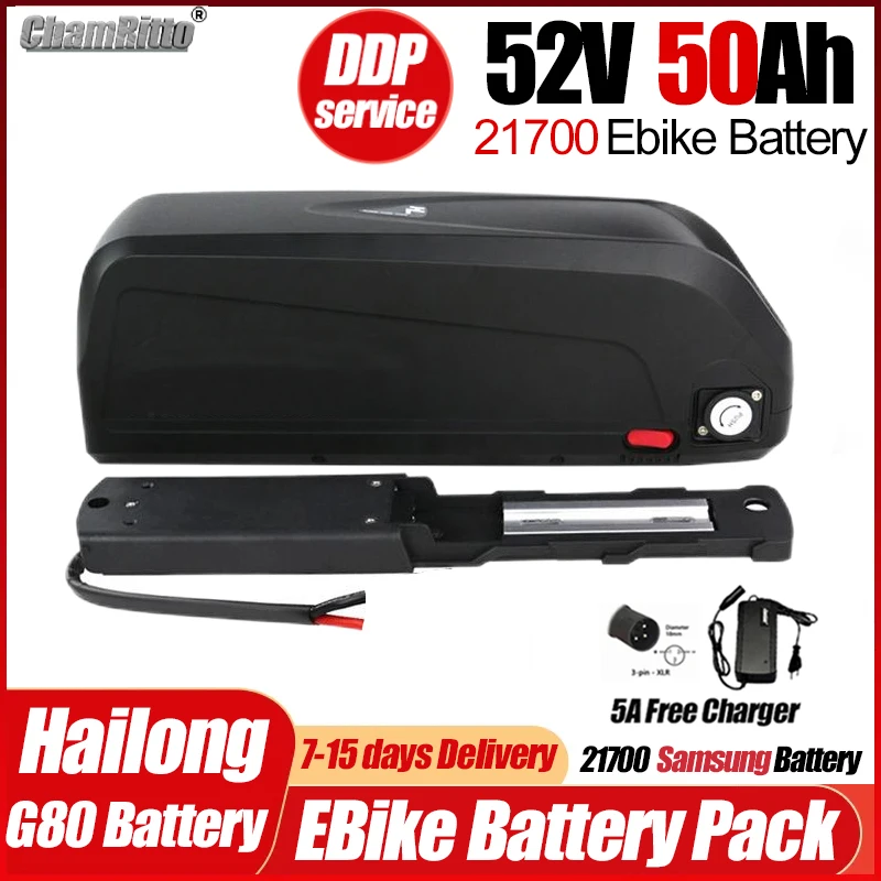 

52 В Bafang 2000 Вт Hailong 21700 аккумуляторы для электрического велосипеда chamrider аккумулятор 52 В 20 Ач 30 Ач 40 Ач 50 Ач 1000 Вт аккумулятор для электрического электровелосипеда