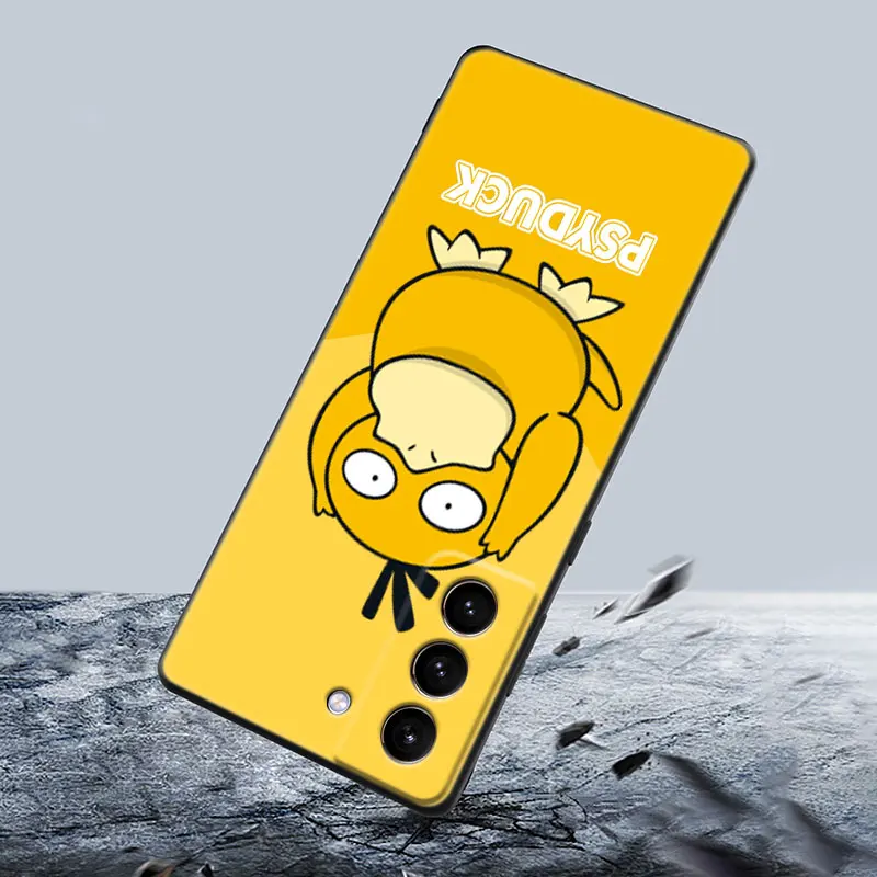 Psyduck Pokemon Phone Case For Samsung Galaxy S23 S22 S21 Ultra S20 FE 5G S10E S10 Lite S8 S9 Plus S7 Edge Black Cover