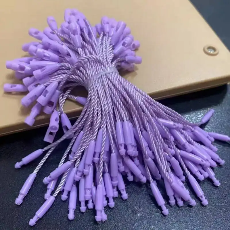 8CM 1000 Stück/Los Kleine Schnappverschluss-Steckverschlüsse 8 cm Etikettenschnüre Weiß/Beige/Schwarz/Grün Hang-Tag-Seil Polyester-Schnur – Detail 2