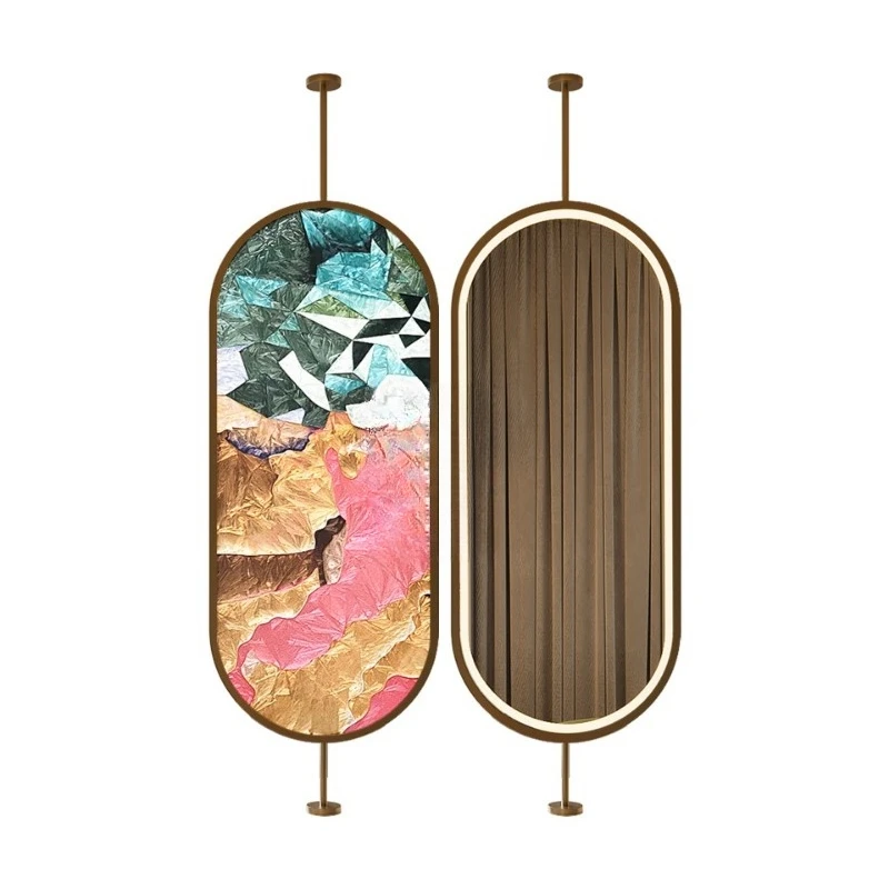 Enamel hand-painted glass makeup mirror, French cream villa bedroom dresser hanging mirror