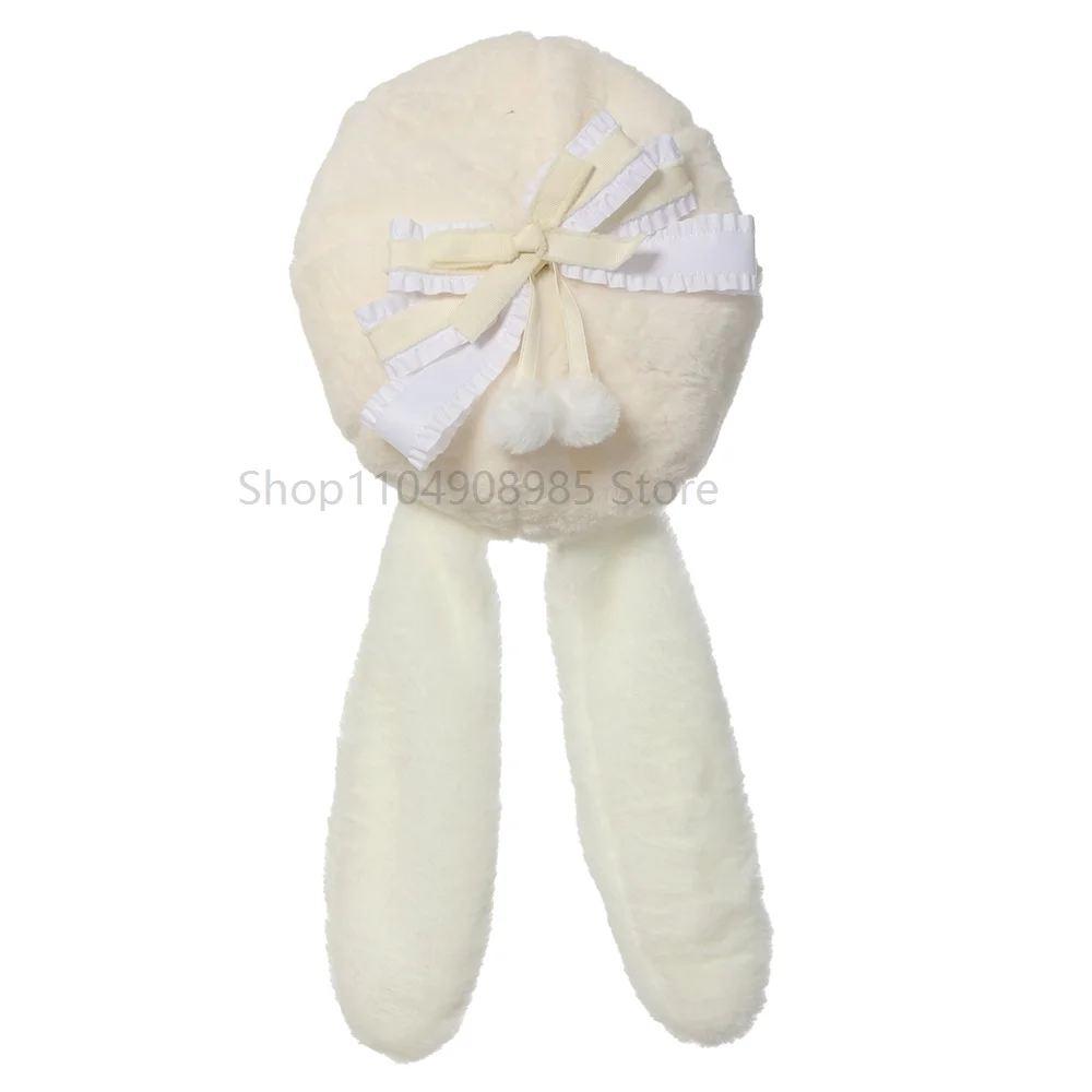 素敵なウサギの耳付きベレー帽、女性と女の子向け、暖かい冬用ラビットカートゥーンプラッシュキャップ、プラッシュJKベレー帽