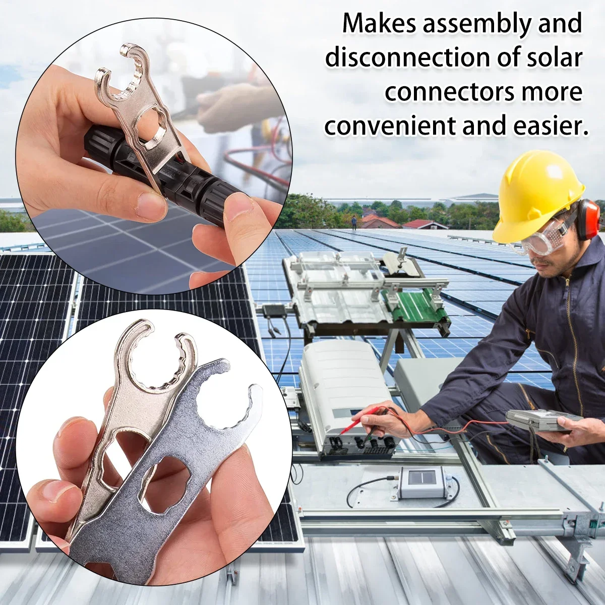 2 Pairs Solar Connector Wrench Aluminum Alloy Portable Solar Connector Spanner Solar Panel Cable Assembly and Disassembly Tool