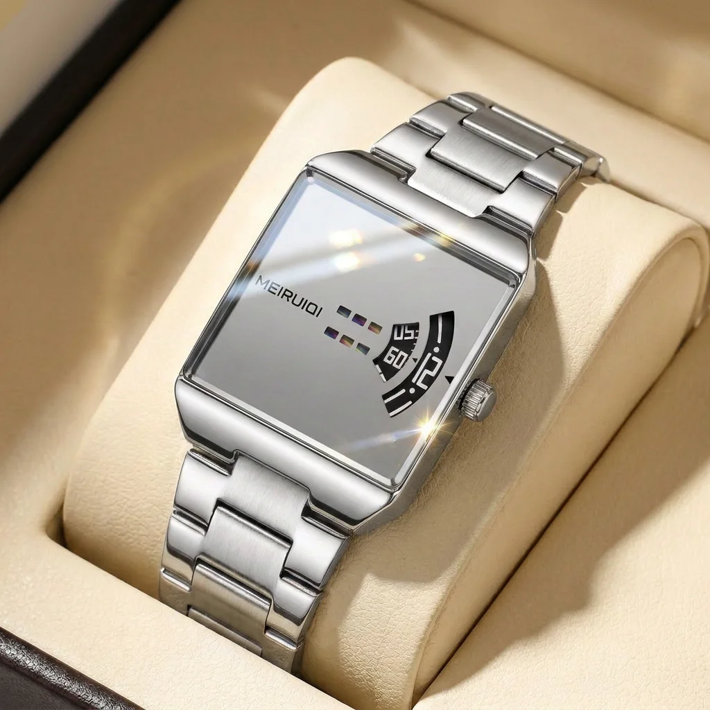 Montre à quartz pour hommes, cadran argenté, bracelet en alliage, style vintage, classique, détails mode, pour affaires, fête, vacances, 1 pièce