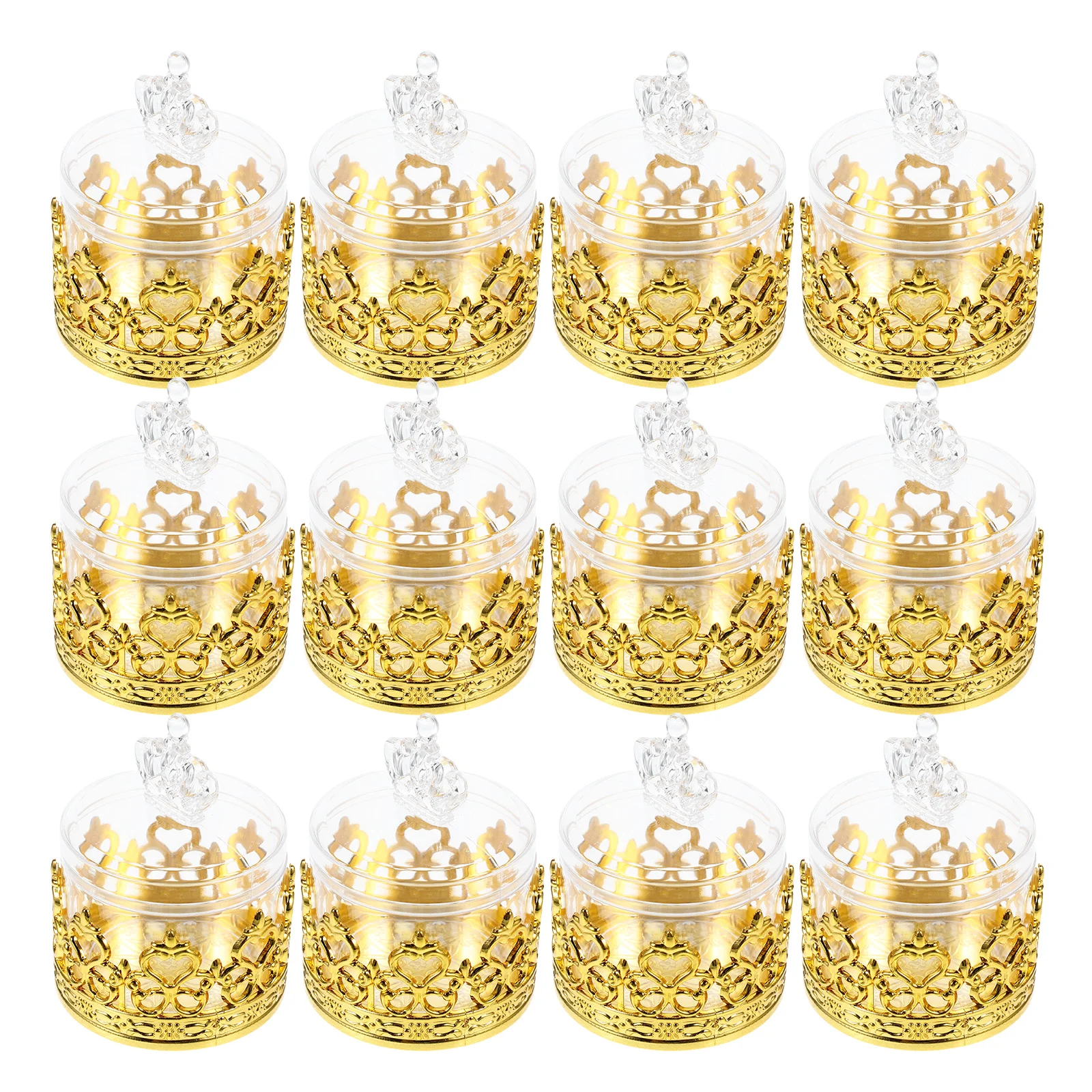 

12 Pcs Transparent Crown Wedding Candy Box Shower Treat Boxes Party Supplies for Pageants Favor Baptism Containers Gift