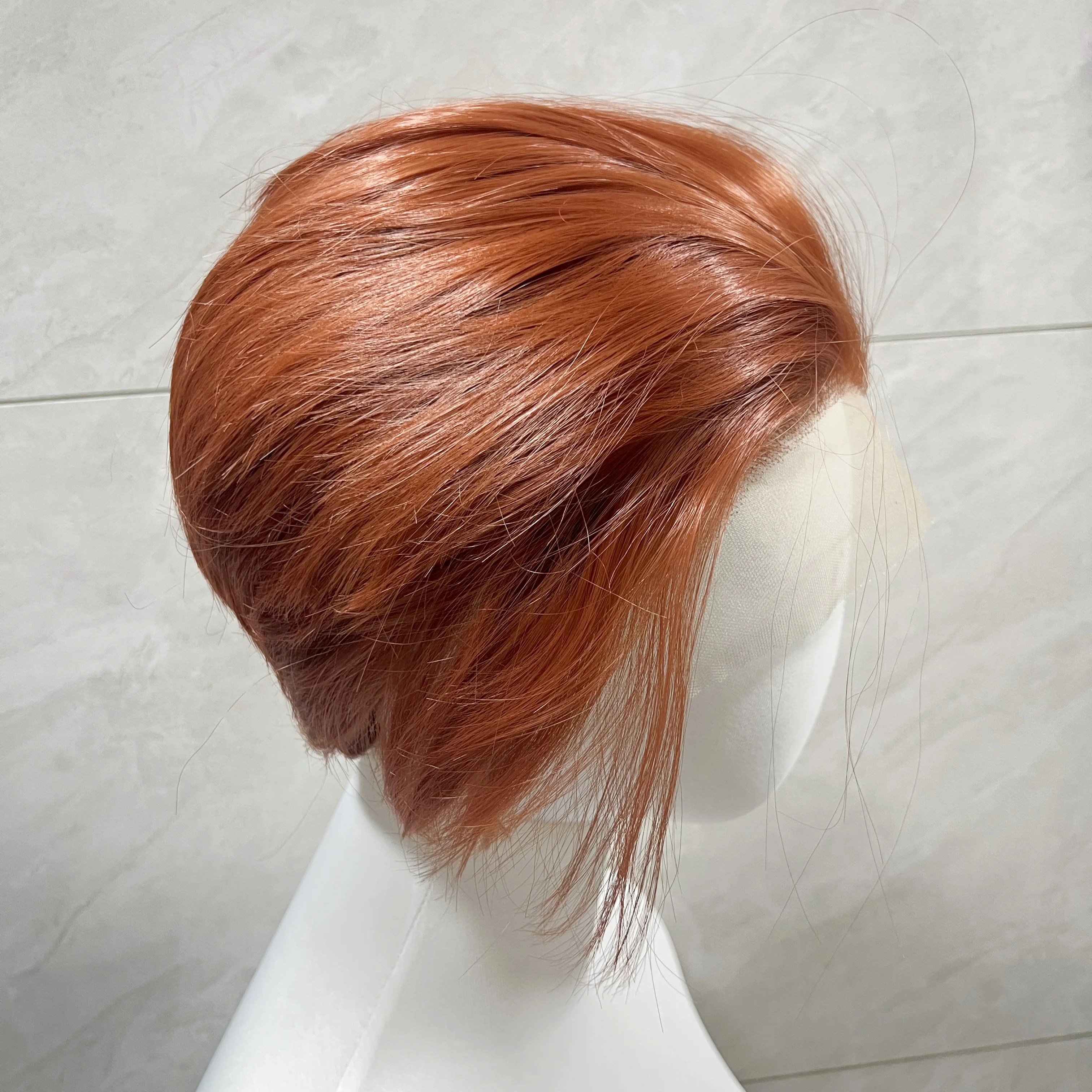 Ingwer Orange Perücke 13*4 Spitze Vorne Perücke für Männer Kurze Gerade Synthetische Hand-haken Spitze Frontal Heiße beständig Faser Cosplay Perücke