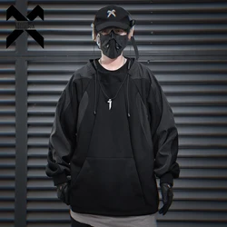 11 BYBB'S DARK 2024 Men Techwear Sweatshirts Color Patchwork Function Tactical Pullover Hoodie Hip Hop Streetwear Sweat Shirt