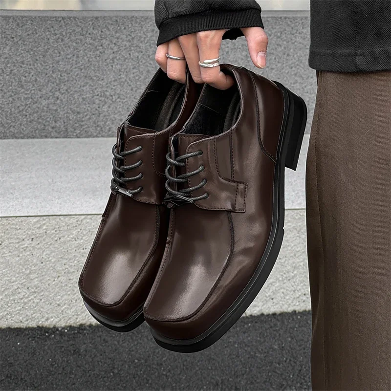 

High Quality Leather Shoes for Man Big Head Platform Casual Men Shoes Fashion Designer Busines Men Dress Shoes Zapatillas Hombre