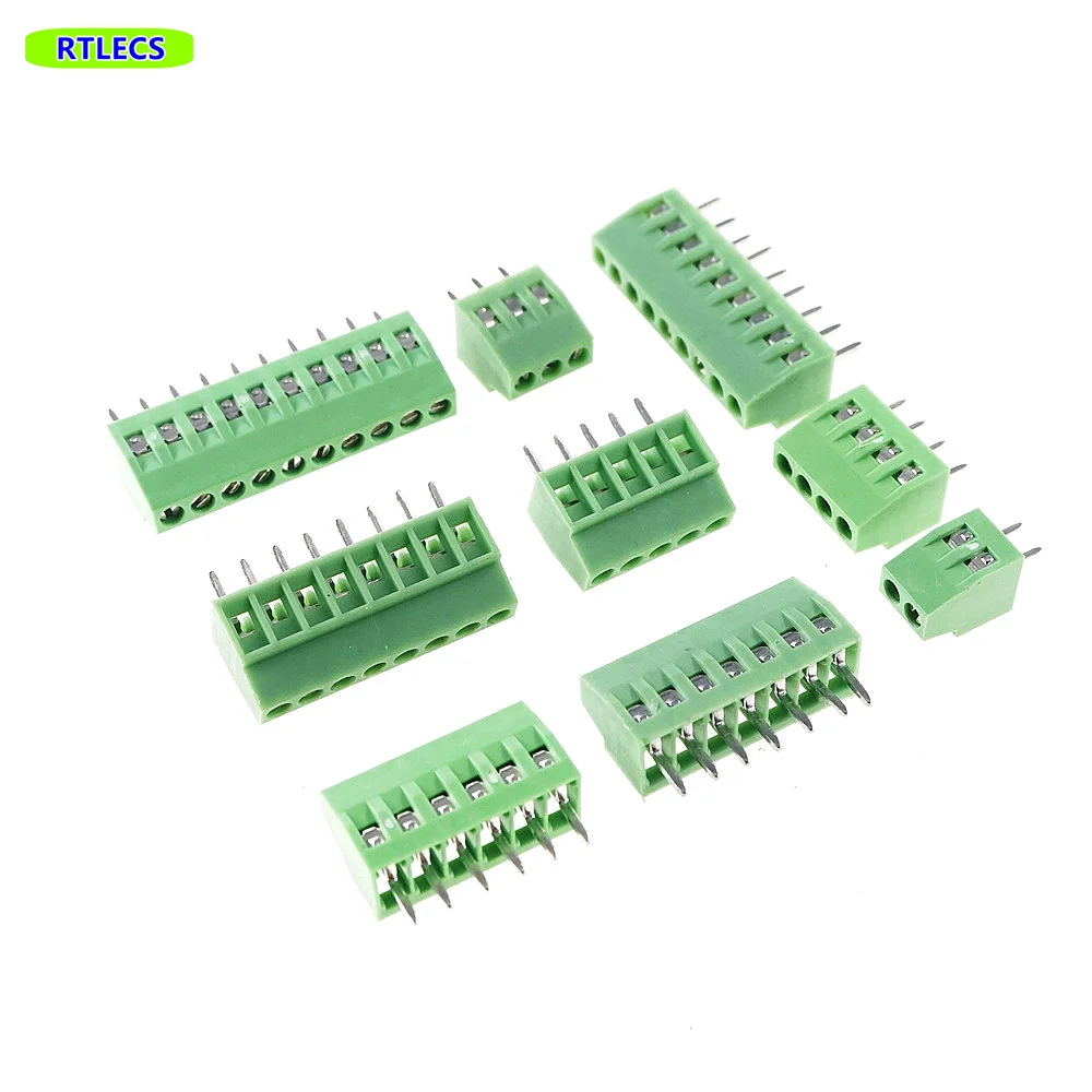 50 pcs Universal 2.54 mm Pitch 2 Pin 3 4 5 6 7 8 9 10 12 poles PCB Screw Terminal Block Connector straight through holes board