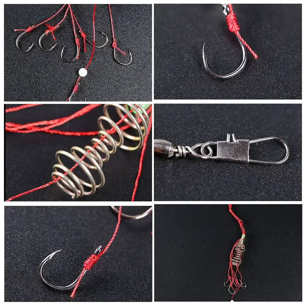 4-teiliges Angelköder-Set, 6 Explosionshaken mit Widerhaken und Feder-Feeder-Käfig, Köderfalle, Verwendung im River Lake, Outdoor-Zubehör – Detail 3