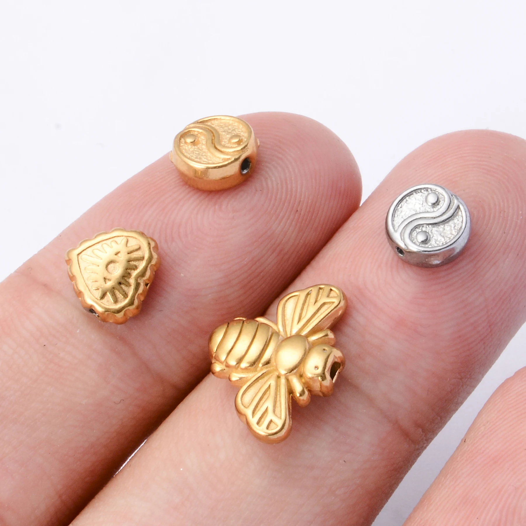 8Pcs High Quality Stainless Steel Casting Loose Spacer Beads Charms For Diy Beaded Bracelets Jewelry Handmade Making