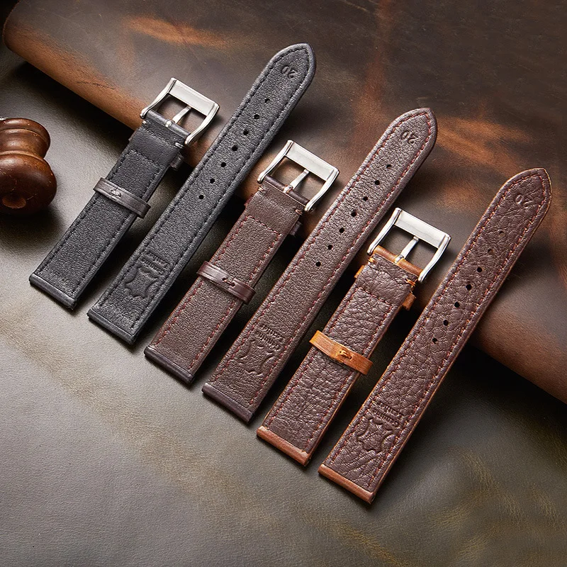 Vintage Style Oil Wax Leather Watchband 18mm 19mm 20mm 21mm 22mm Handmade Watch Strap Wristband Accessories for Men