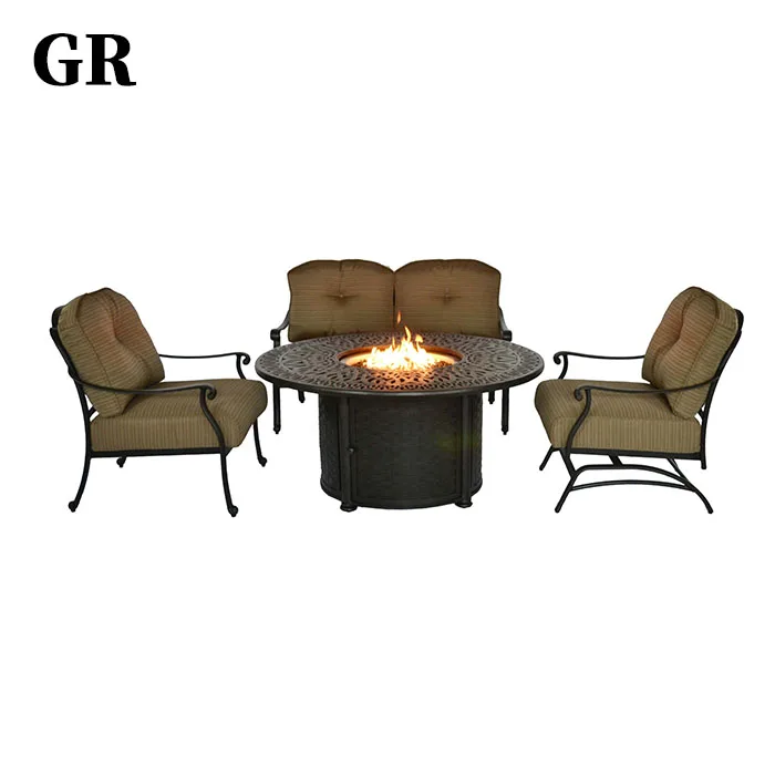 

High-End Outdoor Garden Furniture Cast Aluminum Round Table Fire Pit