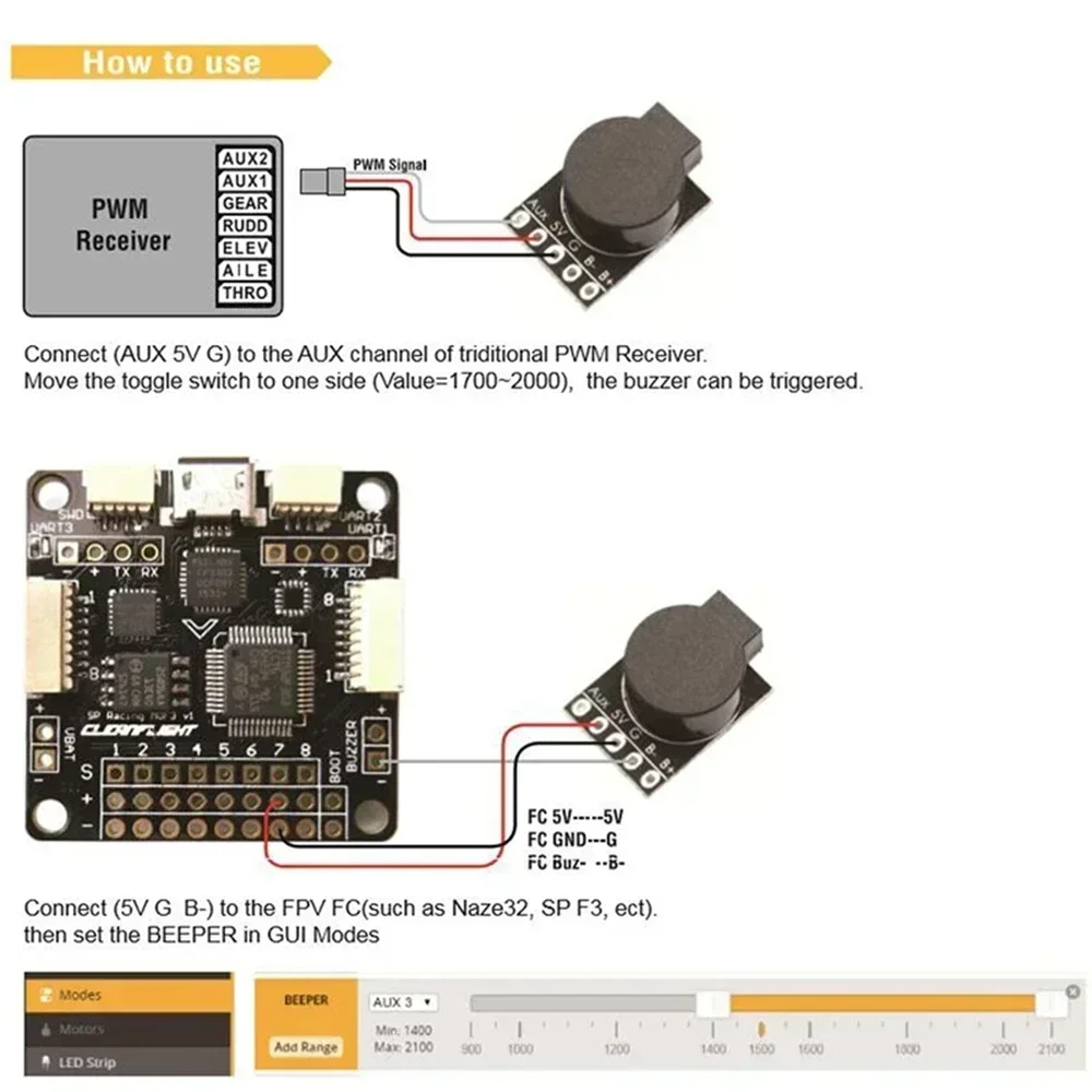 Matek – contrôleur de vol bip modèle perdu, avec Buzzer fort 5V, MCU intégré pour Drone FPV, Multicopters, suivi de quadrirotor RC