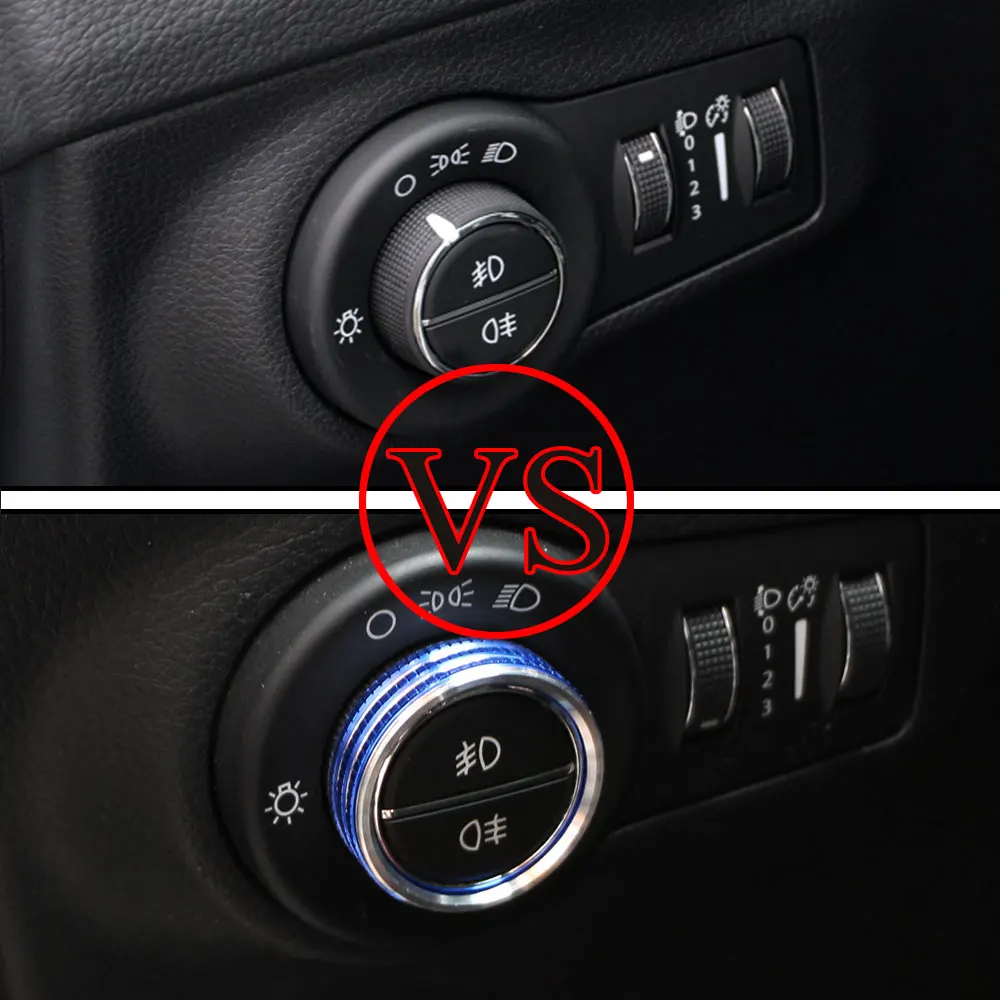 Car Head Light Lamp Switch Button Cover Sticker Ring for Jeep Renegade 2014 - 2022 Compass 2017-2020 Interior Accessories