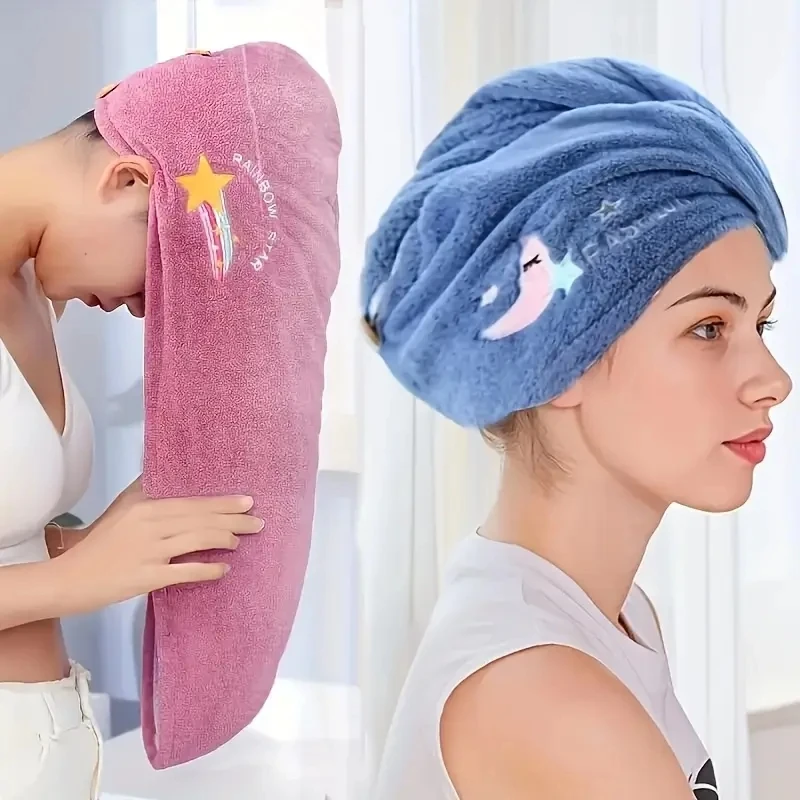 Turban Rambut Cepat Kering untuk Wanita-Penutup Rambut Mikrofiber Super Serap dengan Motif Lucu, Bonnet Pengering Rambut Lembut untuk Kamar Mandi