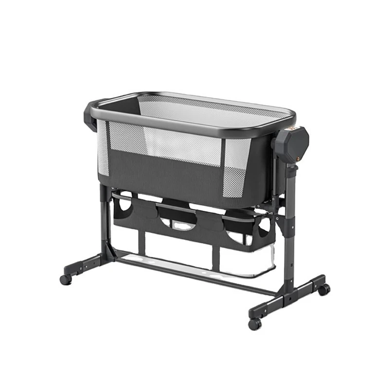 Multi functional electric crib, modern metal baby comfortable bed