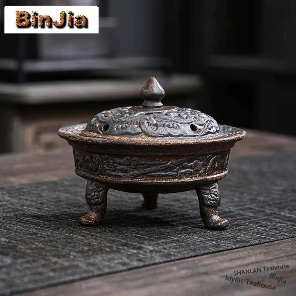 

Антикварная грязевая горелка для благовоний ручной работы с тремя ногами, подставка для благовоний дзен, пароварка для курения, печи для сандалового дерева, рукоделие